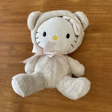 O PELUCHE CHAT HELLO KITTY SANRIO H&M DÉGUISÉE OURS BLANC Beige NOEUD Satin ROSE