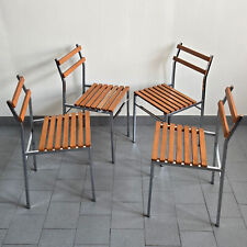 SUITE DE 4 CHAISES VINTAGE 1960 PIN & METAL CHROME 60S DLG CHARLOTTE PERRIAND