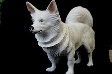 JAPANESE SPITZ   EN PORCELAINE GRANDEUR NATURE CACCIAPUOTI CAPO DI MONTE 