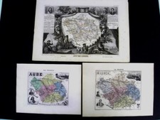 AUBE (10) 3 CARTES GÉO