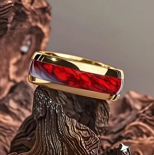 Bague anneau acier rouge