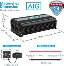 Convertisseur GIANDEL pur-sinus 12V 220V, 2000W écran LCD