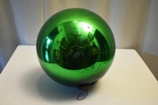 Antique Allemand Kugel Vert Noël Ornement Laiton De Mercury Verre Balle Vieux "