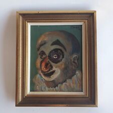 Tableau clown peinture huile sur toile signé avec cadre 1962