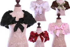 Etole Mariage Boléro Fausse Fourrure Ruban Satin NEUF