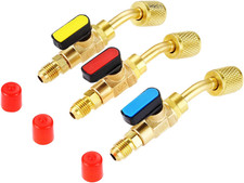 Brass HVAC Angled Shut-Off Ball Valve Adapter 1/4" SAE Refrigerant Tool for R134
