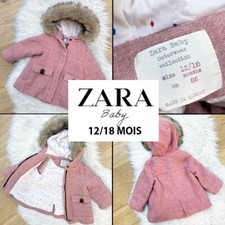 Manteau avec capuche rose chiné ZARA BABY 12-18 mois