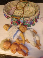 COUFFIN OSIER GARNI ANCIEN POUR POUPÉE "Berenguer" JUSQUE 50 CM dans son jus