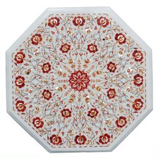 18 " Marbre Café Centre Table Handmade Incrustation Art Pietra Dura Décor Maison