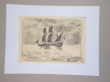 Milo Manara  : " Bateau " Dessin Original au Fusain  signé sur feuille de papier