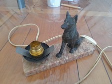 Lampe Régule marbre Art Déco statuette chien signée TEDD années 1930 