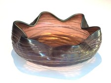 Coupe Vide Poche Verre  Art Nouveau Loetz Kralik