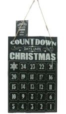 Am/63 tableau de l'avent bois noir et blanc avec craie  30 x 40 cm