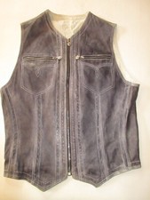 VERSACE ; GILET CUIR gris 
