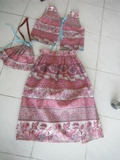 JUPE LONGUE ET BOLERO 12 ANS  ENSEMBLE PROVENCAL  FUSHIA  + SAC BOURSE