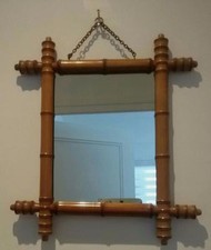 Miroir encadrement fait en merisier tourné- Authentique art déco -1930