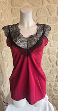 Nuisette bordeaux avec dentelle noire taille L n° J1050 (li)