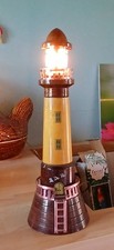 Lampe "phare" Bois Et Métal TBE Fonctionne 30 Cm