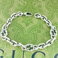 Bracelet chaîne G imbriquée GUCCI 7,68" en argent sterling 925