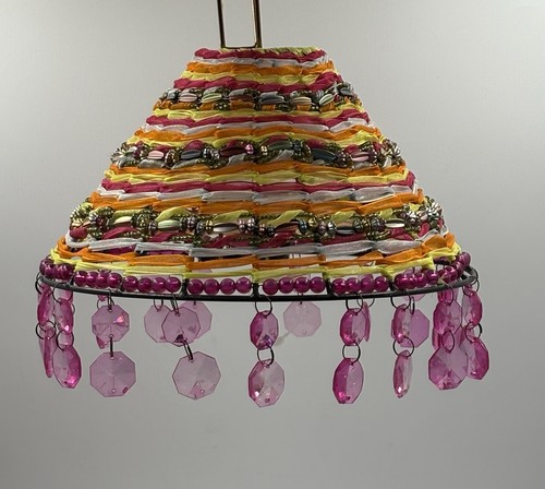Vintage boho beaded lamp - vintage, shade