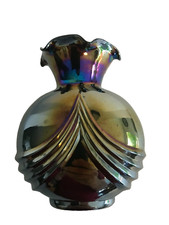 vase irisé noir bleuté  forme art déco iridescent glass  décoration