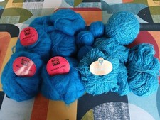 Lot de laine à tricoter TURQUOISE - MOHAIR 70 % et laine fantaisie