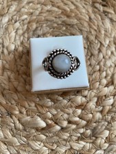 Bague Argent Pierre de Lune Arc en ciel T60