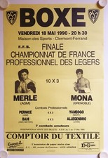 Affiche BOXE Finale Championnat France MERLE - MONA 1990  Clermont-Ferrand
