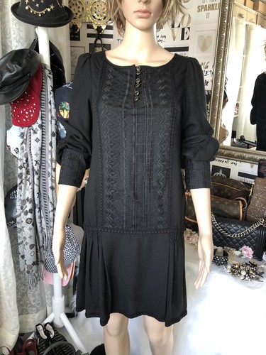 Robe noire mng taille - robe,