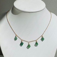 collier gold filled pierre précieuse fine quartz vert #1618 naturelle fait main