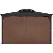 Rideau d'intimité imperméable tonnelle 4 panneaux 284 x 284 x 211 cm café