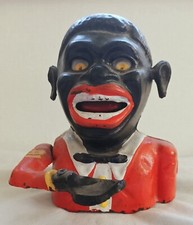 ancienne tirelire en fonte - tête d'homme noir - XIXème?