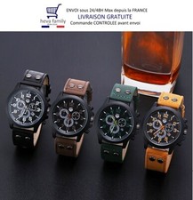 Montre Homme Cuir Style Vintage militaire décontractée analogique quartz