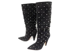 CHAUSSURES BOTTES VALENTINO QW2S0H82DIW ROCKSTUD 38.5 EN DAIM NOIR BOOTS 1290€