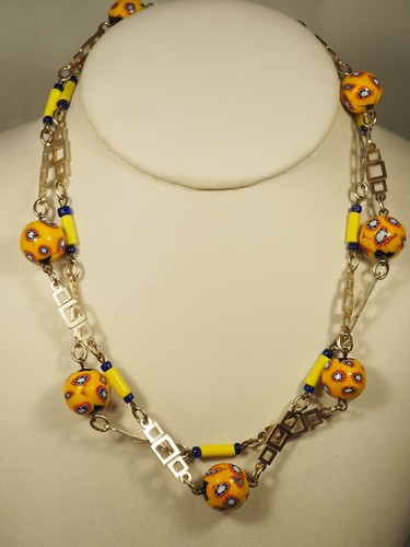 Collier sautoir vintage verre - collier,