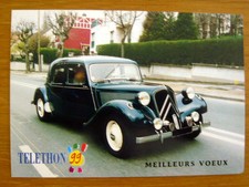 CITROËN Traction 11 CV 1952  Carte postale téléthon 1999 Voeux CP Automobile 
