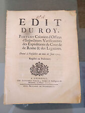  EDIT DU ROI VIEUX PAPIER 1713 GRENOBLE