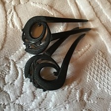 Paire 2 de PEIGNES à Chignon Noirs Anciens XIXÈME 19eme TTBE