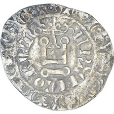 [#340803] Coin, France, Philippe VI, Gros à la Couronne, 1338-1350, VF, Sil, ver