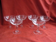 PORTIEUX,MEISENTHAL,SERIE DE 6 COUPES A CHAMPAGNE EN VERRE GRAVE,FIN 19ème.