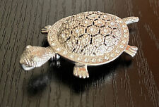 BROCHE/PENDENTIF "TORTUE"/ METAL ARGENTE/ PAVEE D'OXYDES LUMINEUX/ ANNEES 2000