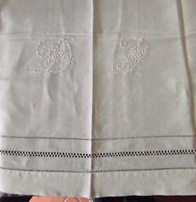 ancien drap coton monogramme