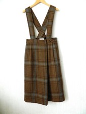 'Tumugu' marque japonaise adorable jupe bretelle laine chaude carreaux rustiques