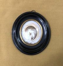 ancien cadre reliquaire en cheveux XIXe verre bombé Relique Souvenir Napoléon 3