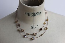 Parure Collier et Boucles d'Oreille H. DUBIN SWAROVSKI Couleur Or et Ambre