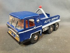 Ancien jouet camion de dépannage bleu en tole vintage made in France