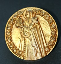 Broche religieuse bronze doré