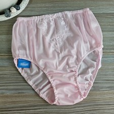 Culotte polyester soyeux vintage sissy rose nylon dentelle slip taille 7-8 ha...