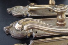 Vintage Louis XV rococo style solid gold bronze door handles 