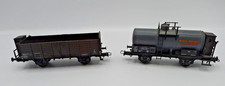 FLEISCHMANN 2 X WAGONS MARCHANDISES CITERNE 8430 + TOMBEREAU 5216 SNCF  HO